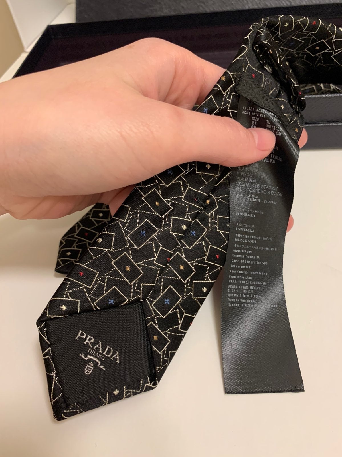 Leather tie Prada Black in Leather - 35831112