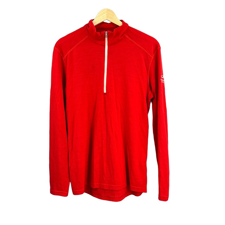 Icebreaker Merino Mens Bodyfit 200 Wool Sweater Red Quarter Zip Wool Medium