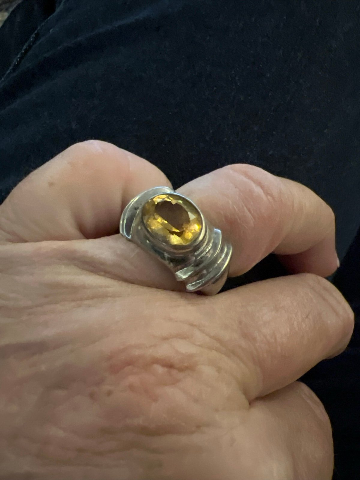 Vintage Sterling Silver Citrine Ring, Ring Size 7, November Birthstone Ring