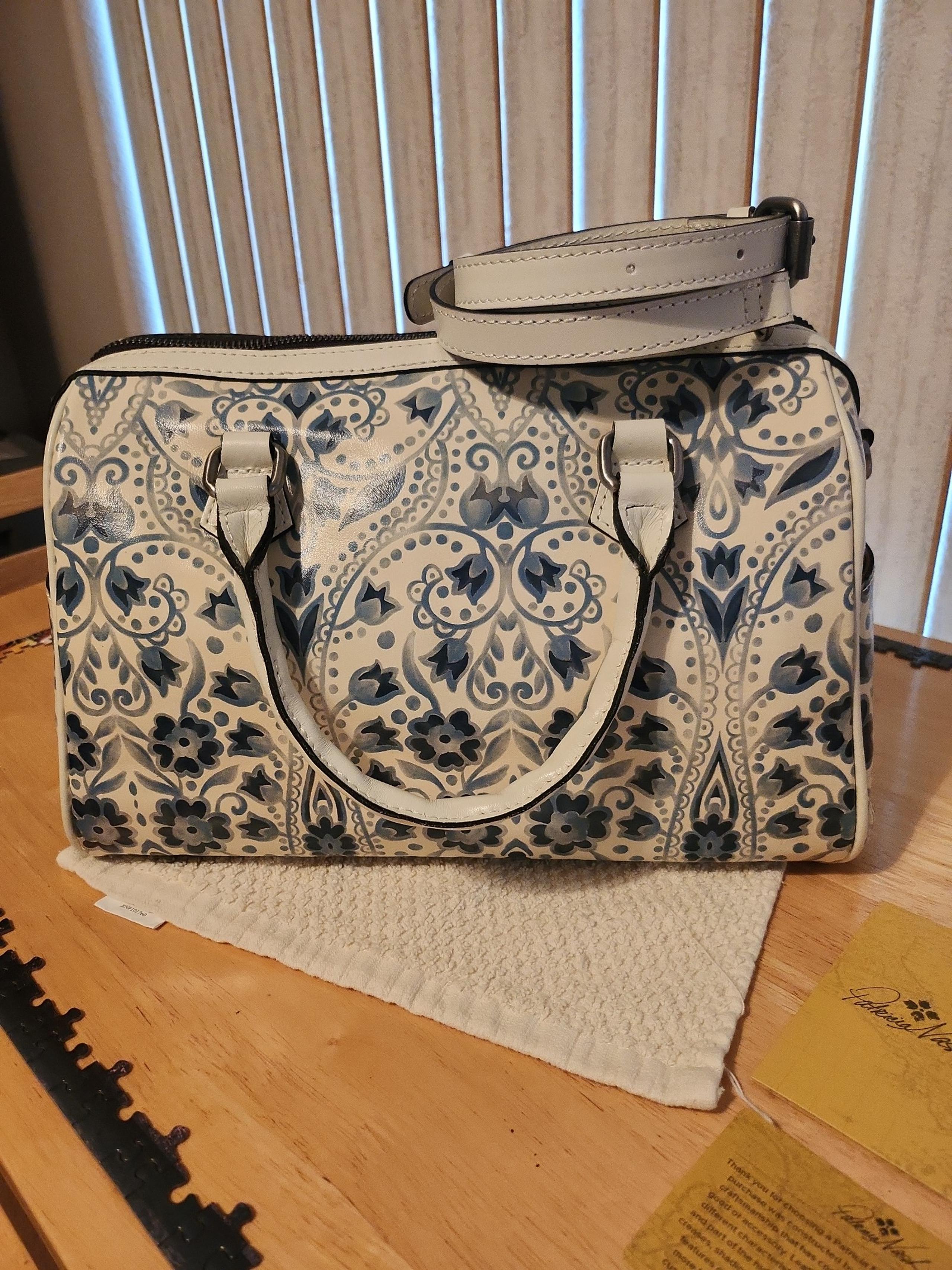 PATRICIA NASH, BLUE FLORAL SATCHEL