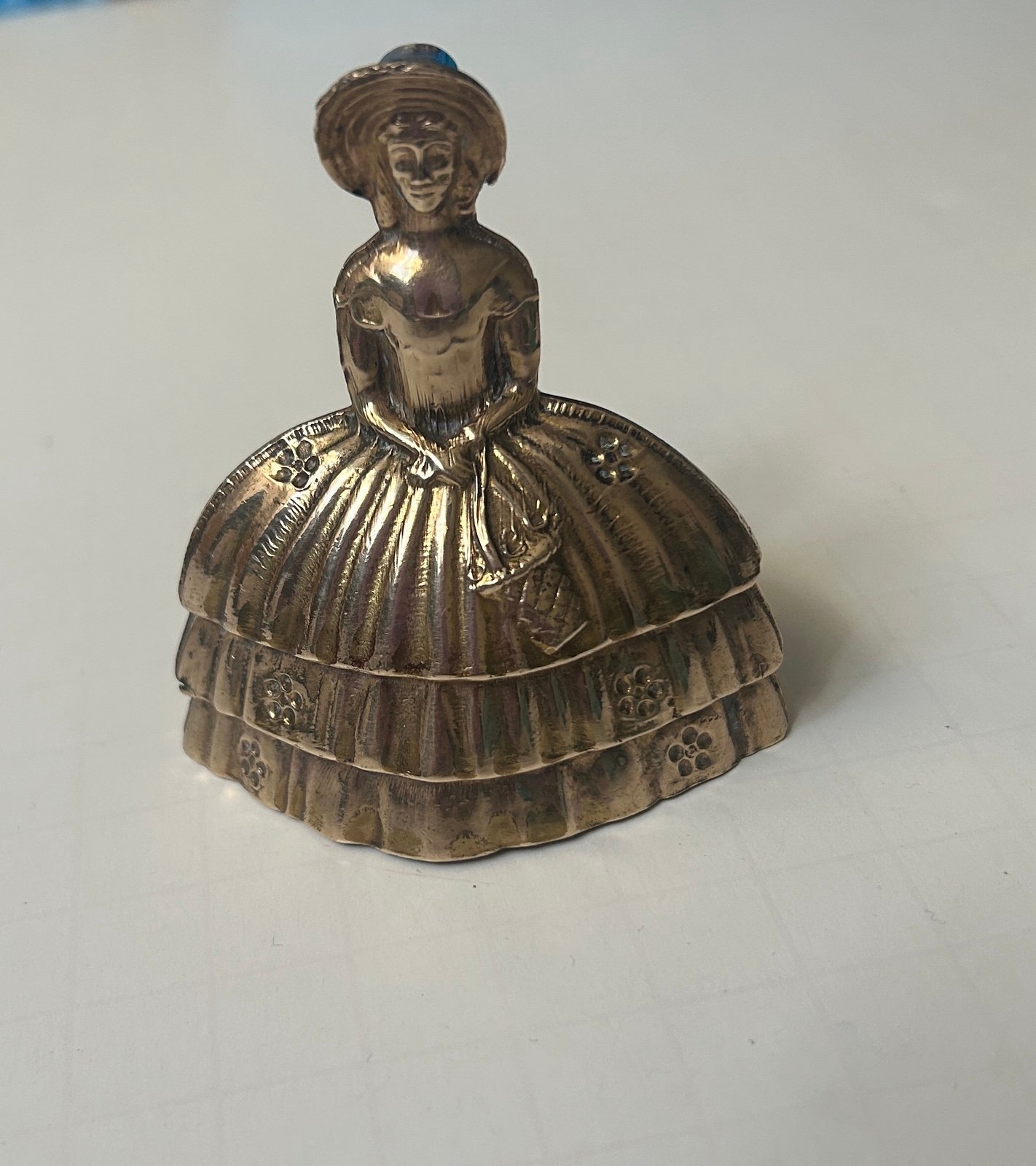 Vintage Victorian Lady Gold Tone Brass Bell Southern Belle Figurine