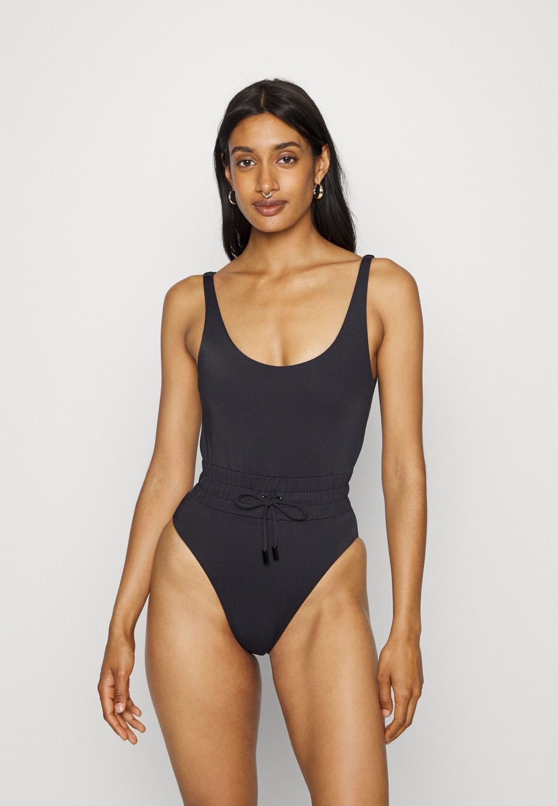 Good American Brilliant Design Waist Framer One Piece Swimsuit Black Size 7 NWT