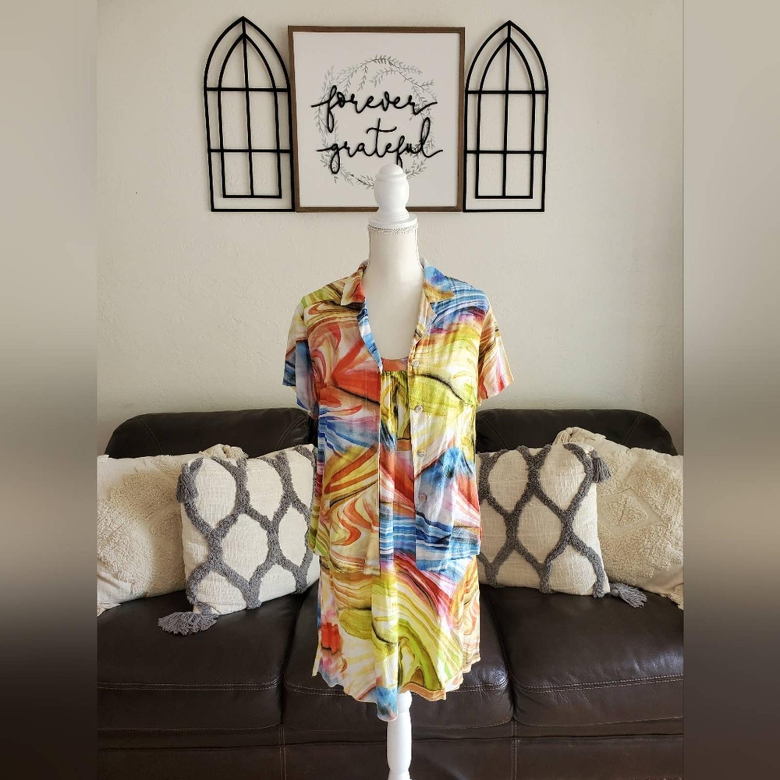 Jams World Two Piece Set Size S Eros Art To Wear Coastal Beachy Print Classic