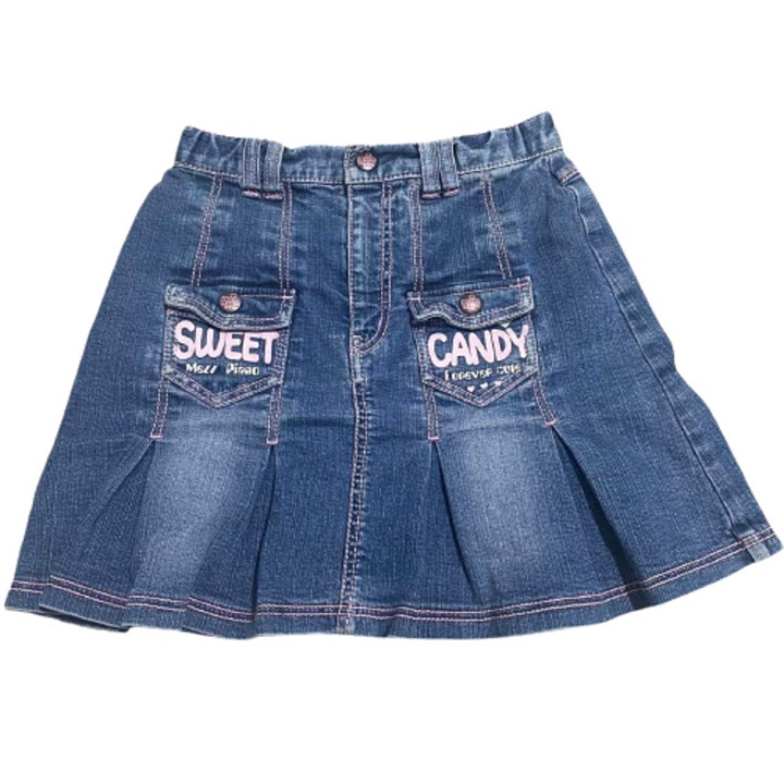 mezzo piano sweet candy pleated denim skirt