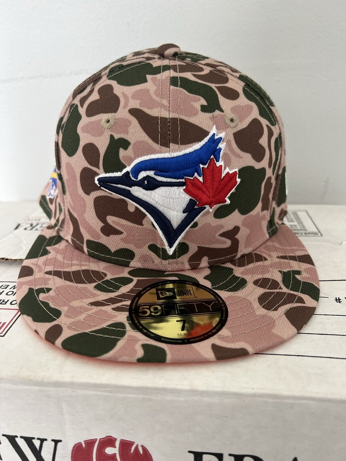 Toronto Blue Jays MLB Duck Camo New Era Fitted Size 7 Hat 59Fifty Orange UV Rare