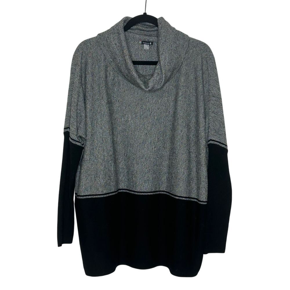 Smartwool Wool Blend Cowl Neck Sweater Size X Gray Black Colorblock Winter Cozy