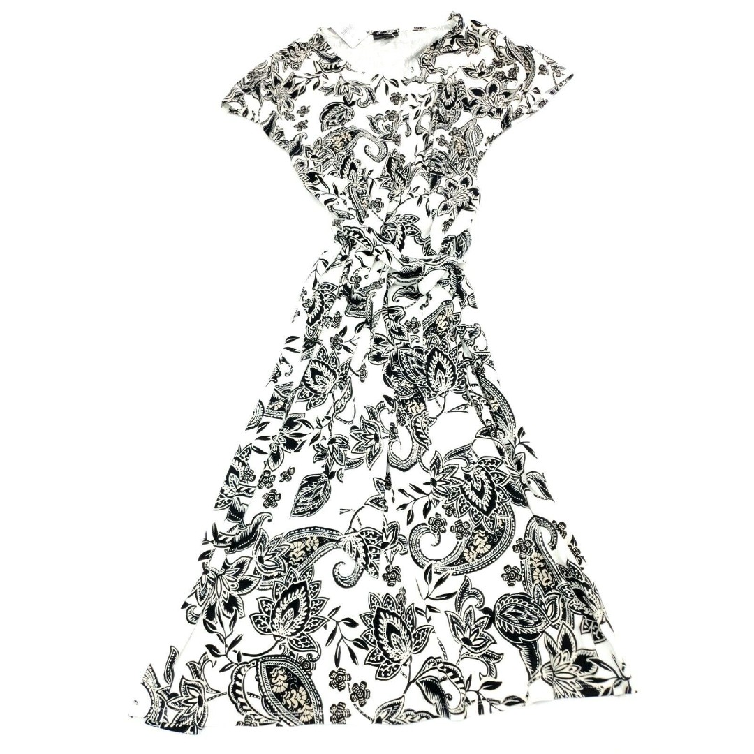 J. Jill Wearever Collection Women’s Size S Maxi Dress Black Floral Short Sleeve