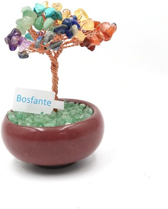 4 Seven Chakra Treasure Basin Money Tree, Colorful Natural Stone Auspicious