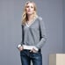 Rag & Bone Ainsley Grey & White Colorblock V-Neck Knit Pullover Sweater Size L/G