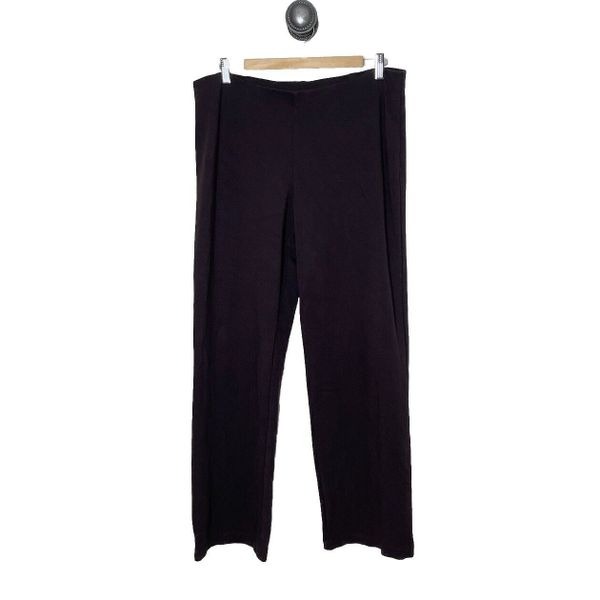 Eileen Fisher L Ponte Pants Straight Leg Pull On Stretch Dress Chocolate Brown