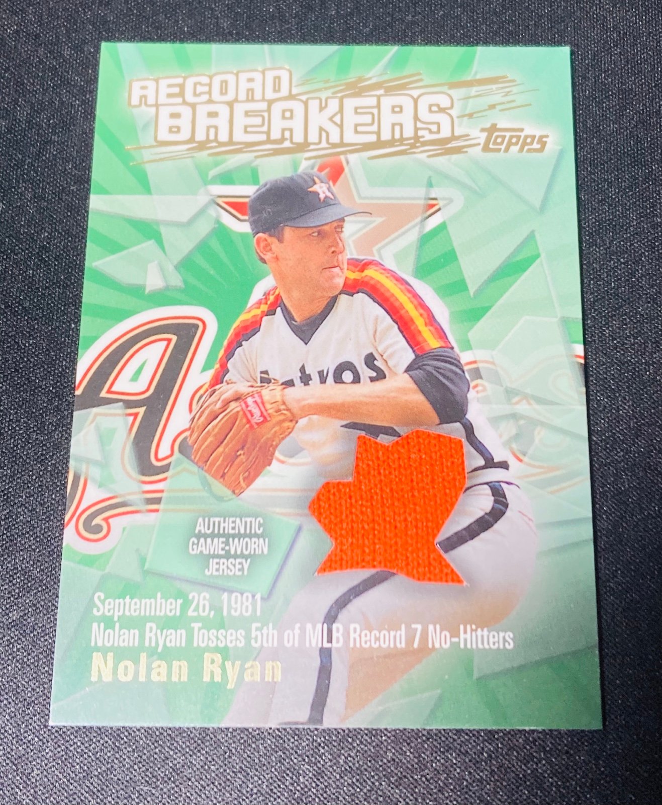2003 Topps Nolan Ryan Record Breakers Game Used Orange Jersey SP HOF