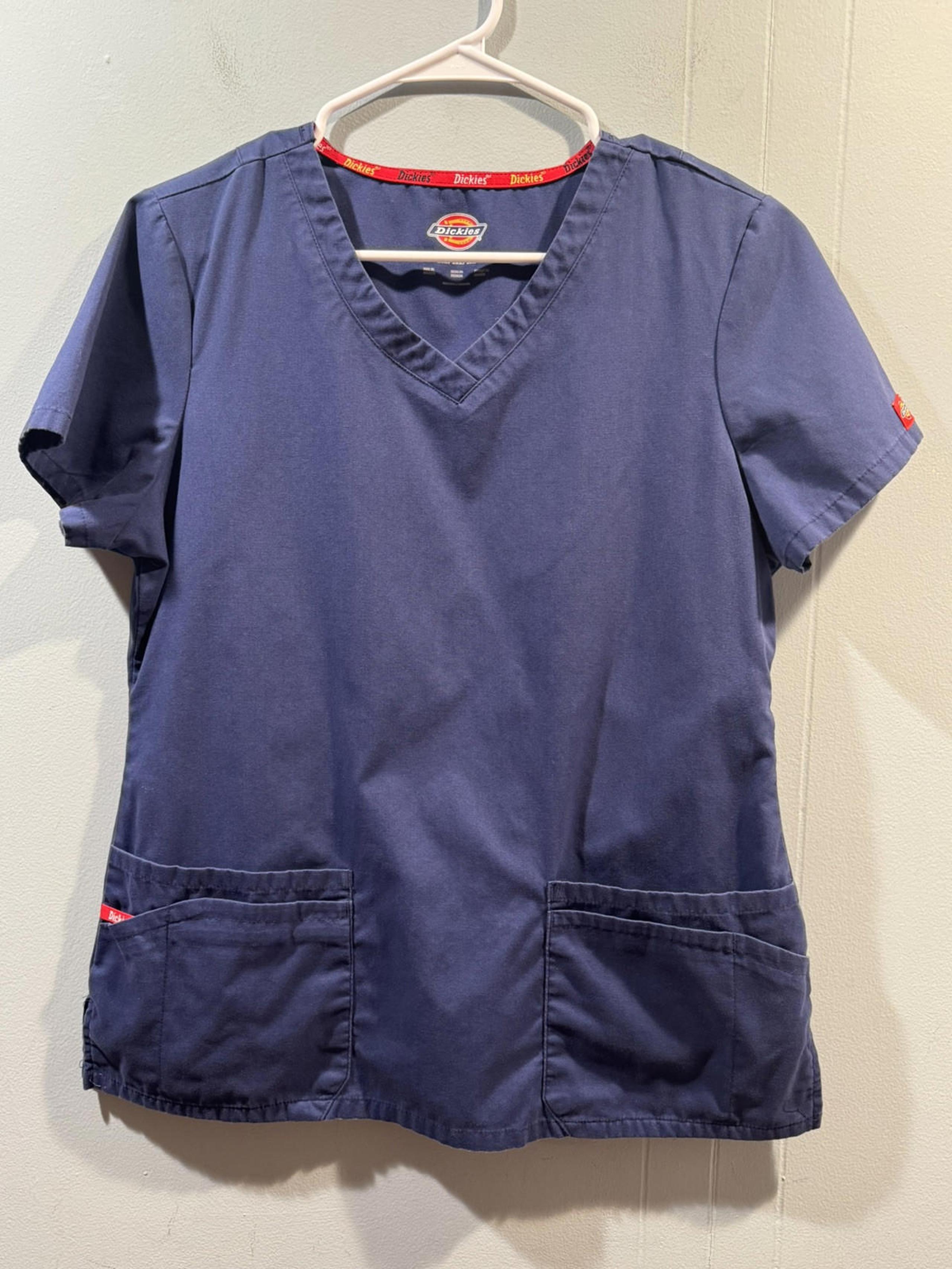 Womens Dickies Blue Scrub Top Size Medium