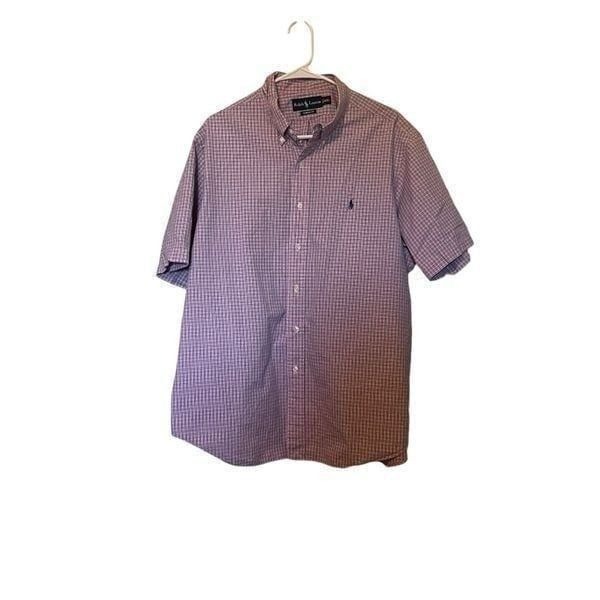 Ralph Lauren Men's Purple Plaid Short Sleeve Button Down Shirt Size XXL
