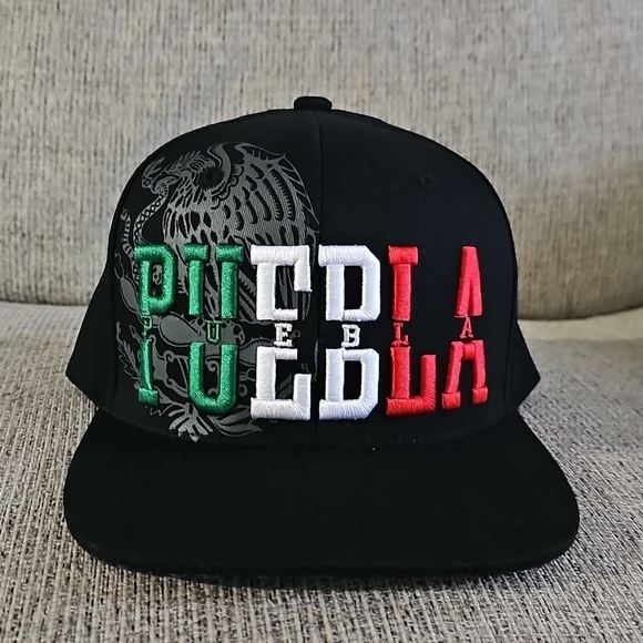 Black Puebla Mexico Snapback Cap New