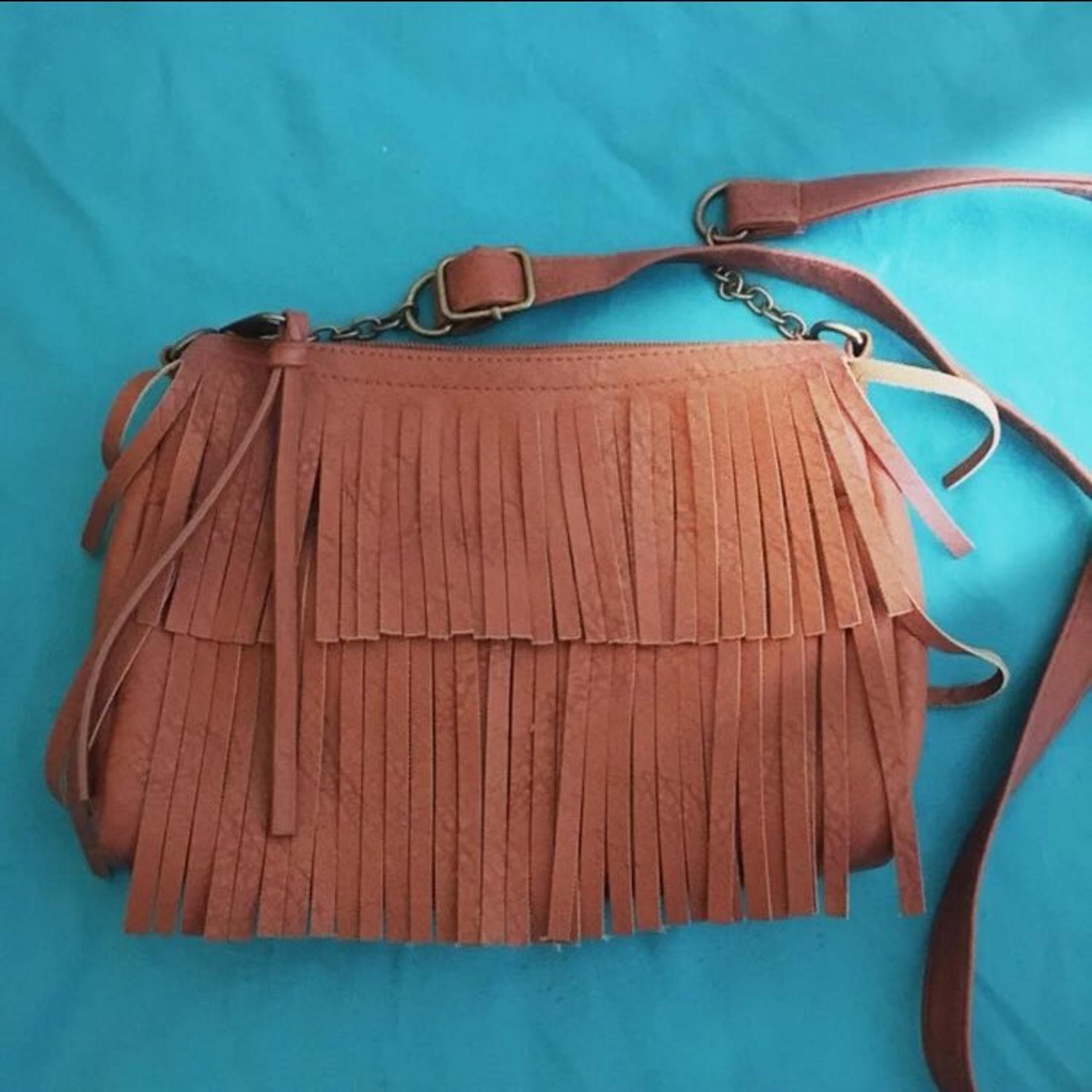 Faux Leather Fringe Bag