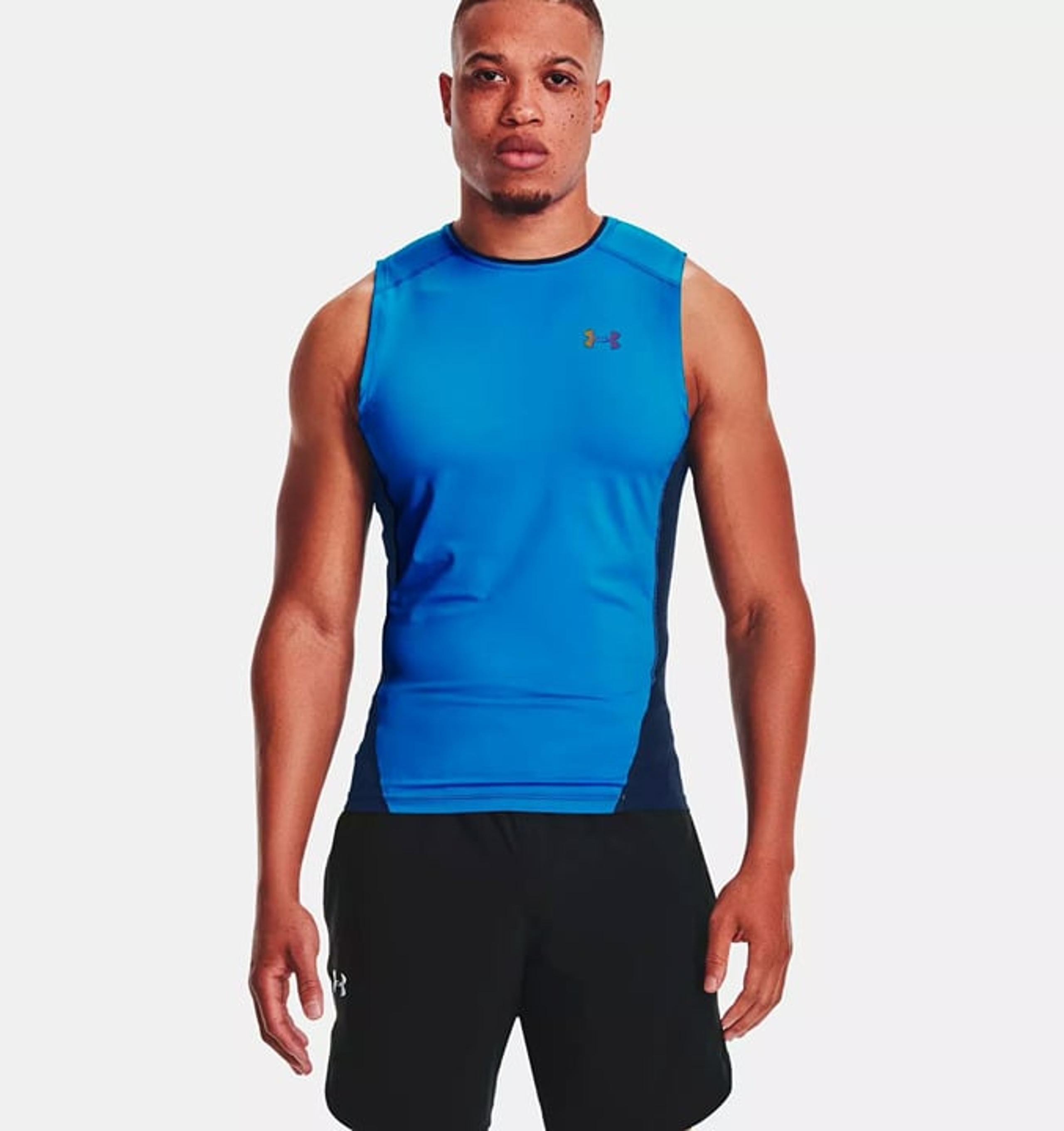 Under Armour Men's UA RUSH HeatGear 2.0 Compression Tank 1358232 Blue Size L NWT