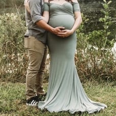 Maternity Dress / Gown, Long, Sage Green