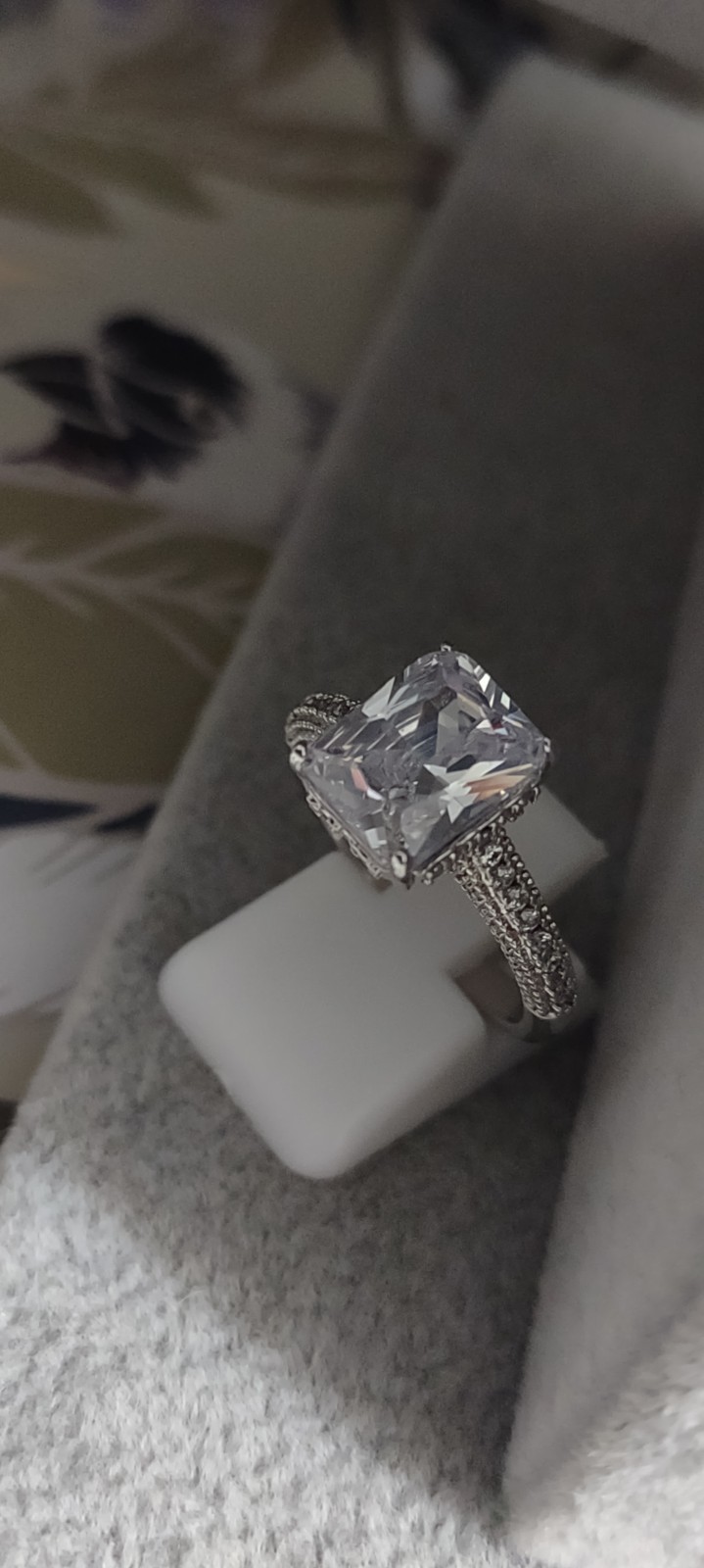 Size 8 3.11 carat Vvs1 emerald cut lab culture diamond and 925 sterling ring