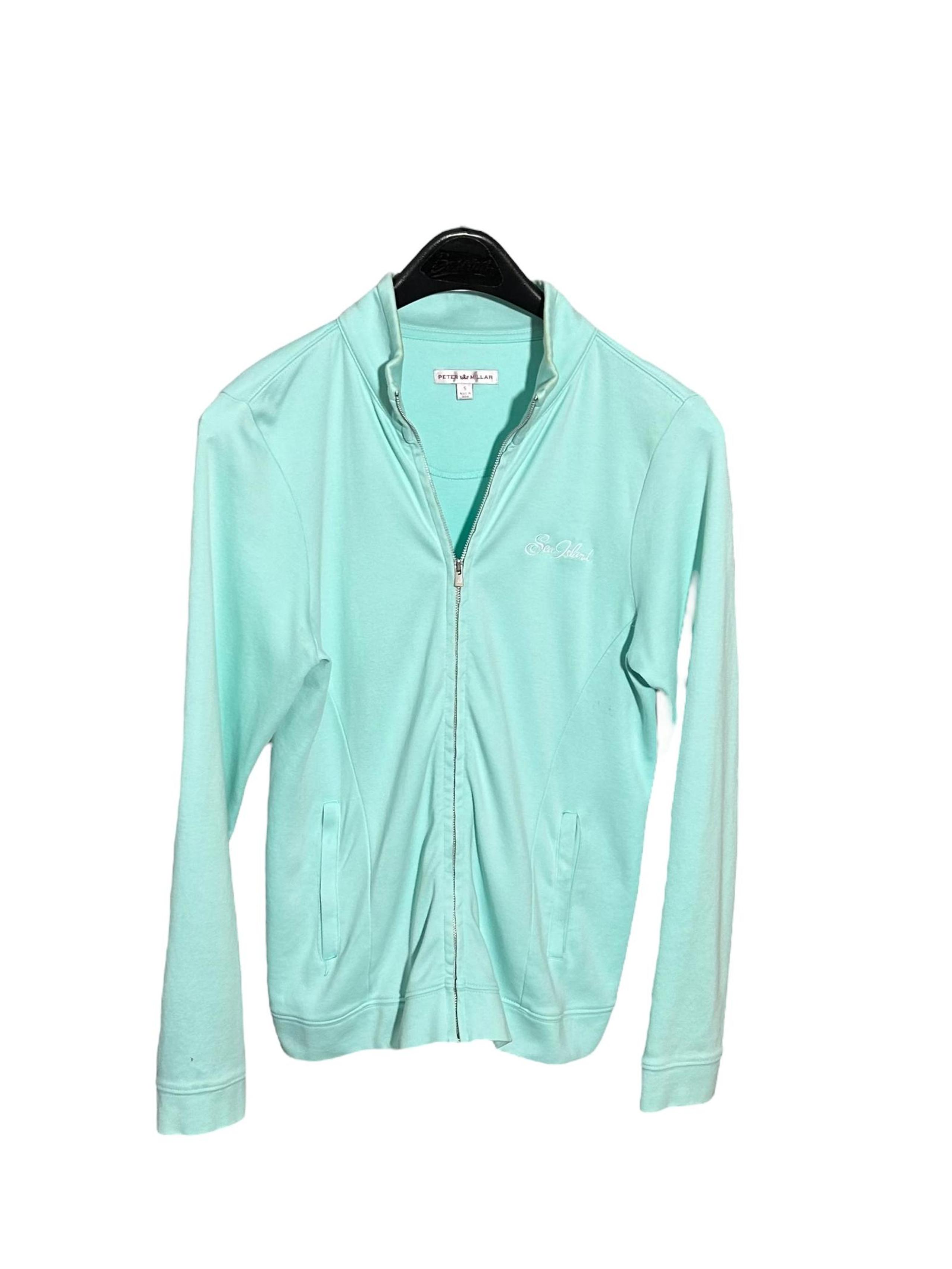 PETER MILLAR Womens (S) Teal 100% Cotton "Sea Island" Zip-Up Lightweight Jacket