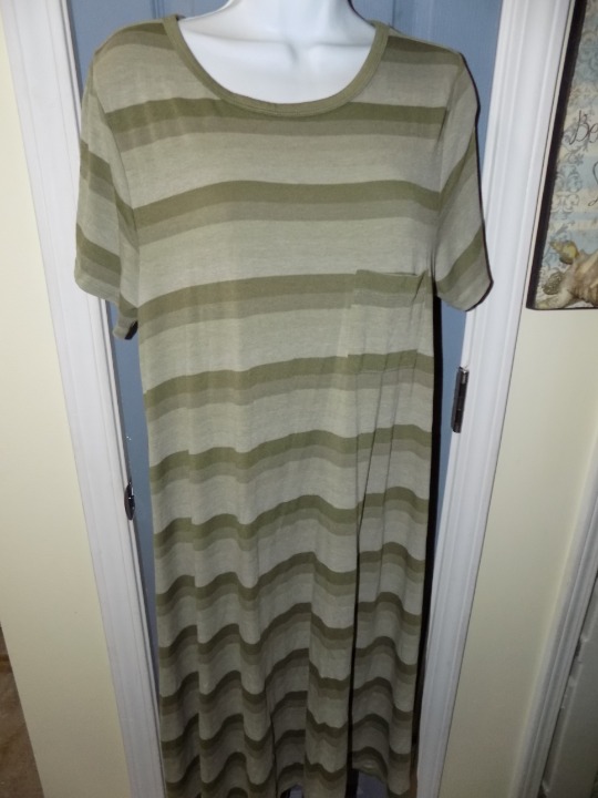 LuLaRoe Green Striped Print Carly Dress Size M Women's NWOT