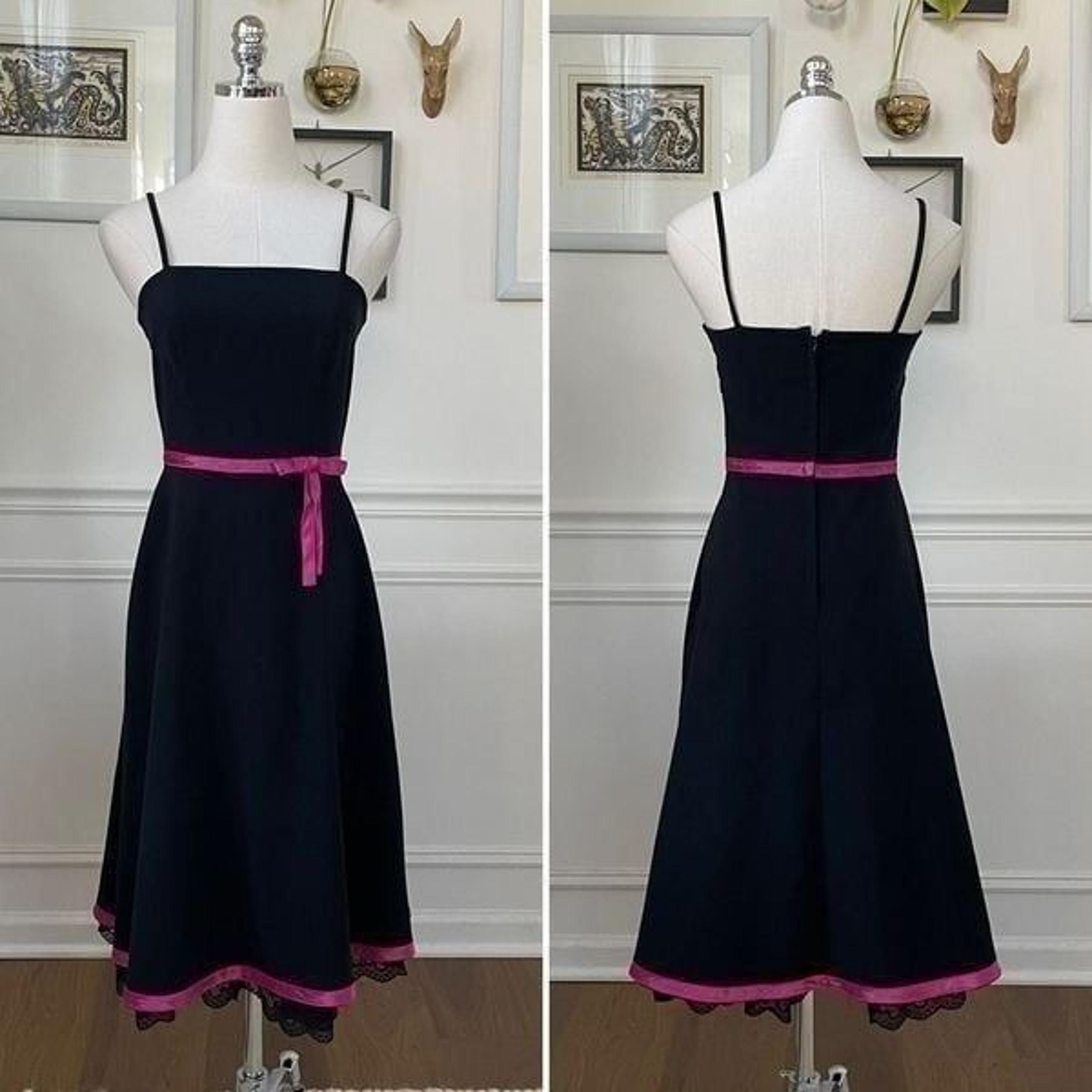 Vintage 90s Byer Too! Black Fuchsia Cocktail Dress    0 2 XS