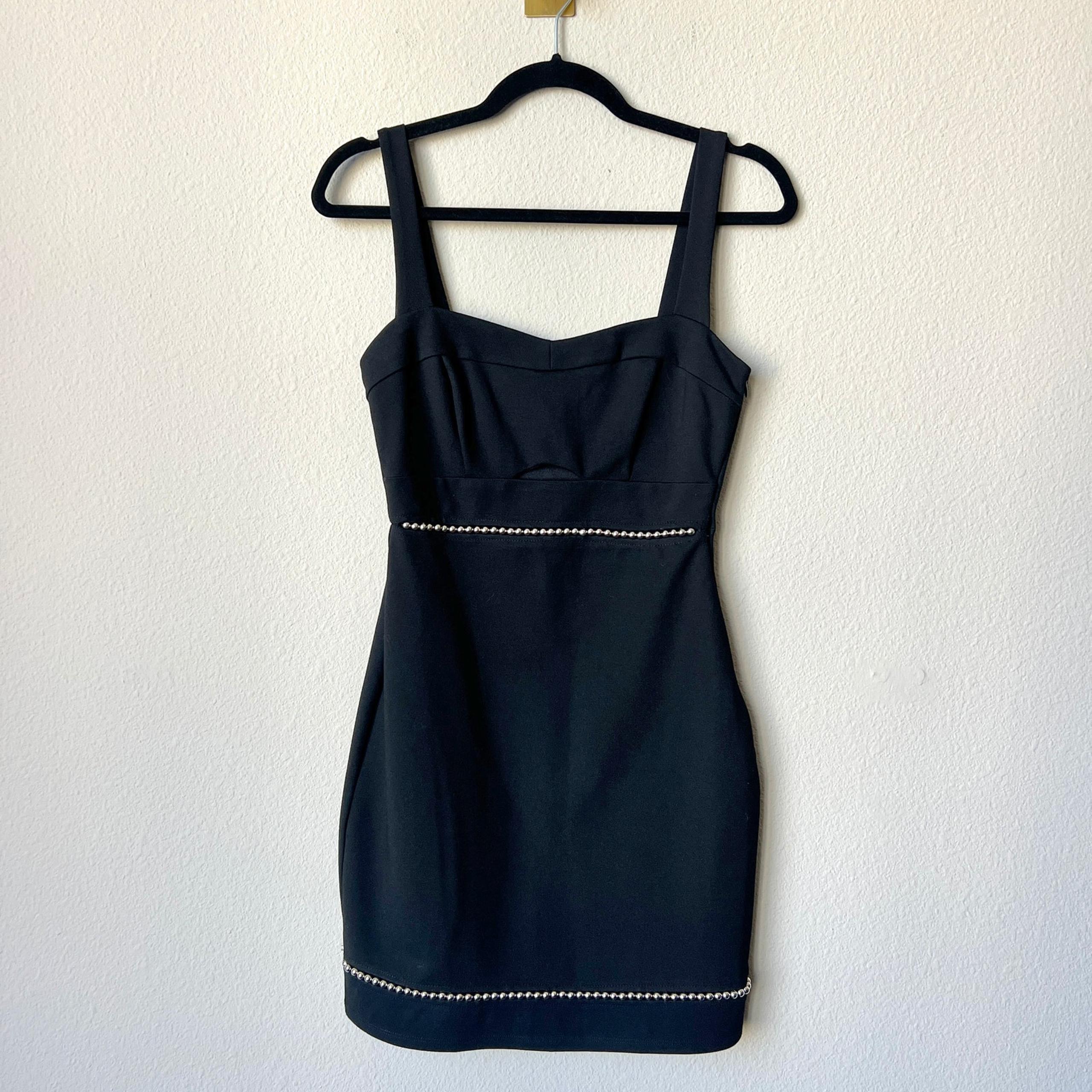 ASTR The Label Black Silver Bead Bodycon Mini Dress Size S