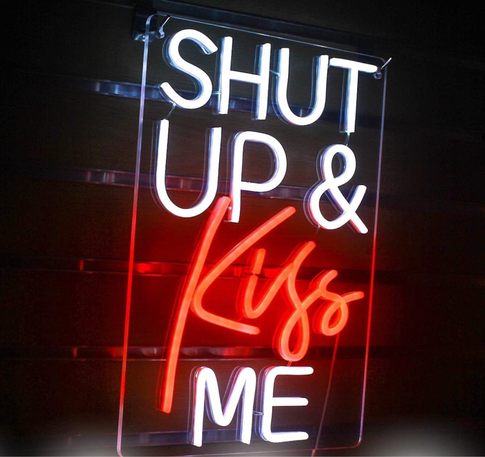 Lovely Bright “Shut Up & Kiss Me” LED Night Light Room Wall Love Decor