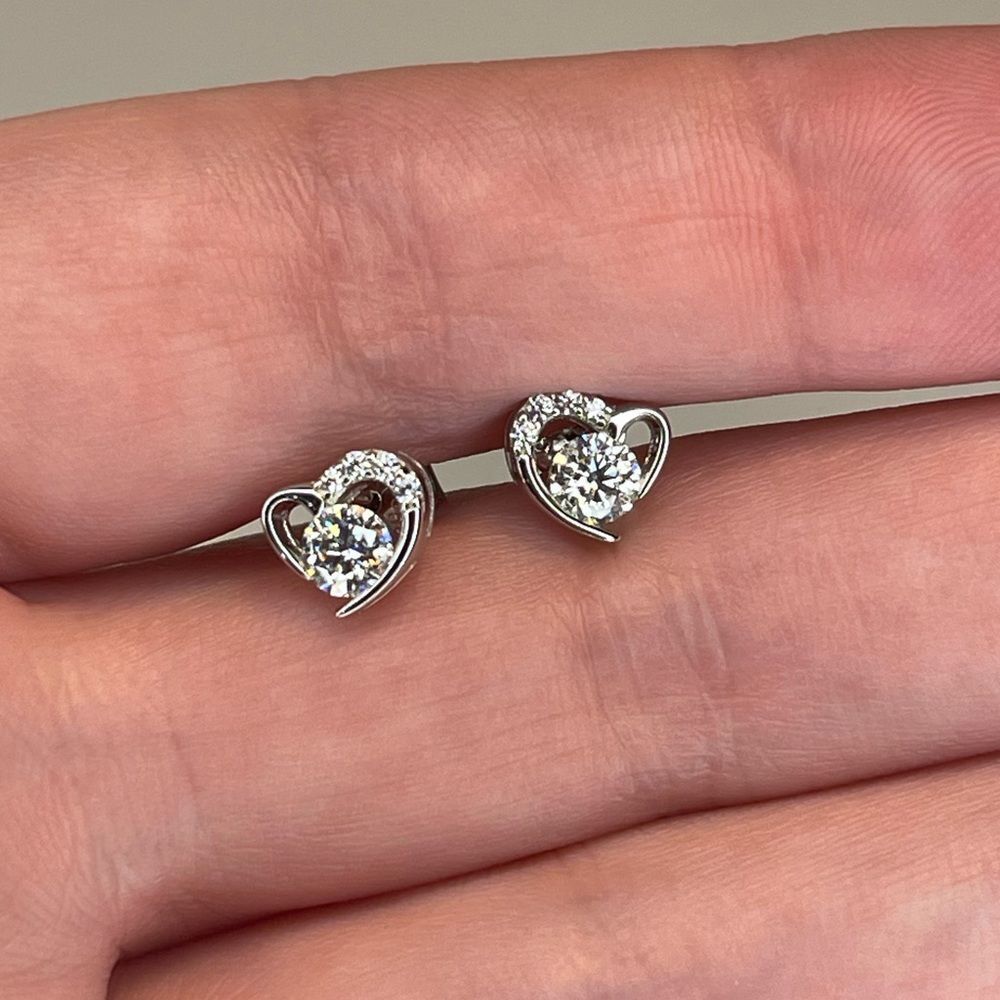 Moissanite earrings 0.68 total carat weight VVS1 heart shaped studs