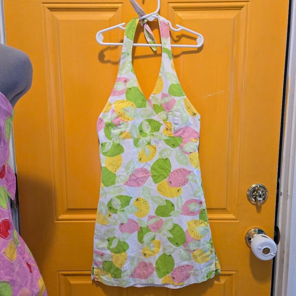 Lilly Pulitzer White Label Girls size 10 White Fruit Halter Dress