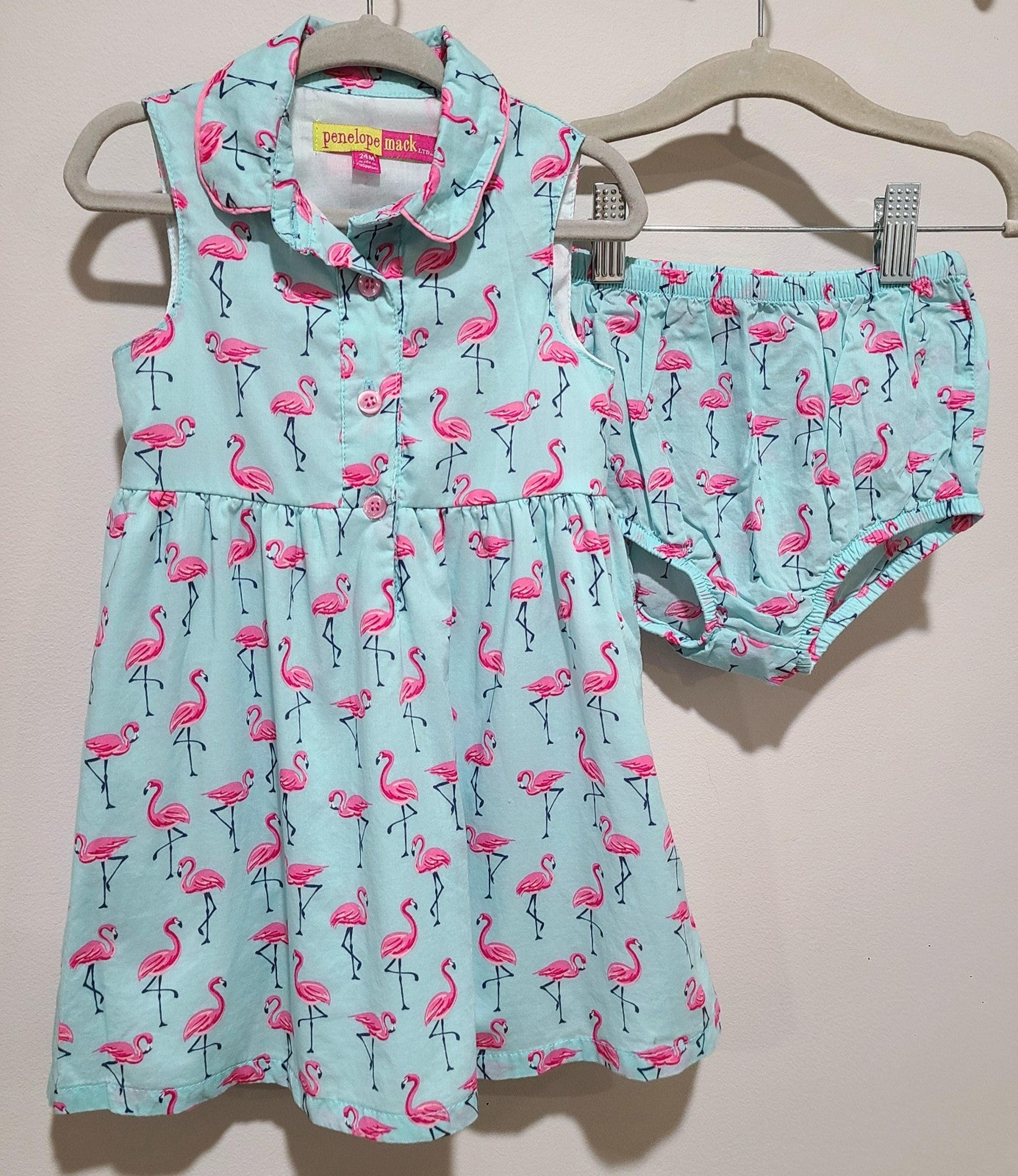 Flamingo print dress for toddler girl, 24 months
