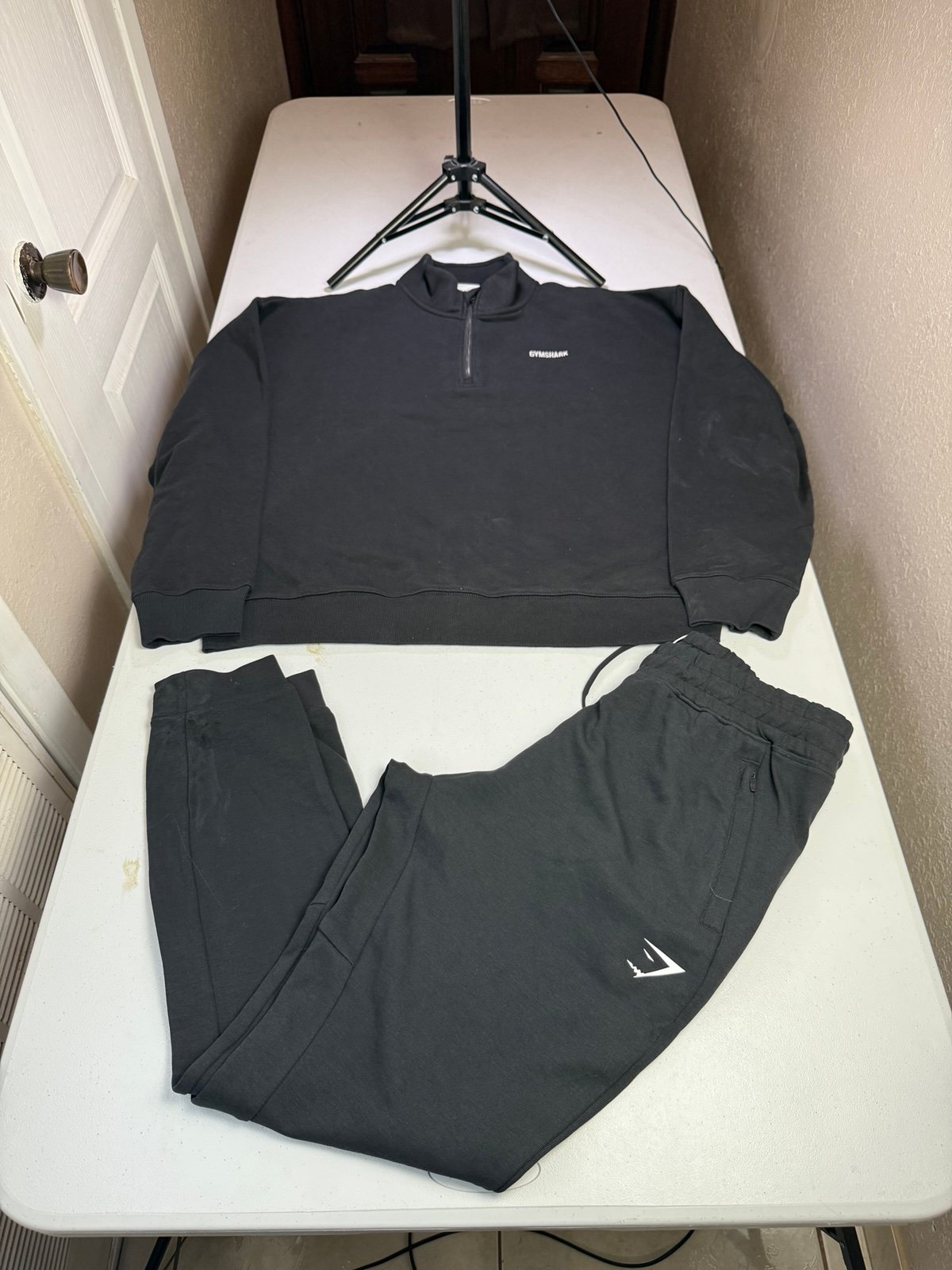 New Gymshark Men Sz M Crest Zip Up Fleece Hoodie Sweatpants Set Sweatsuit
