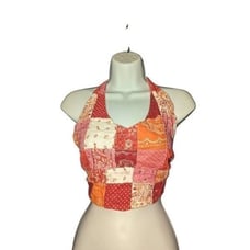 Y2K Vintage Patchwork Boho Ambercrombie and Fitch Halter Top