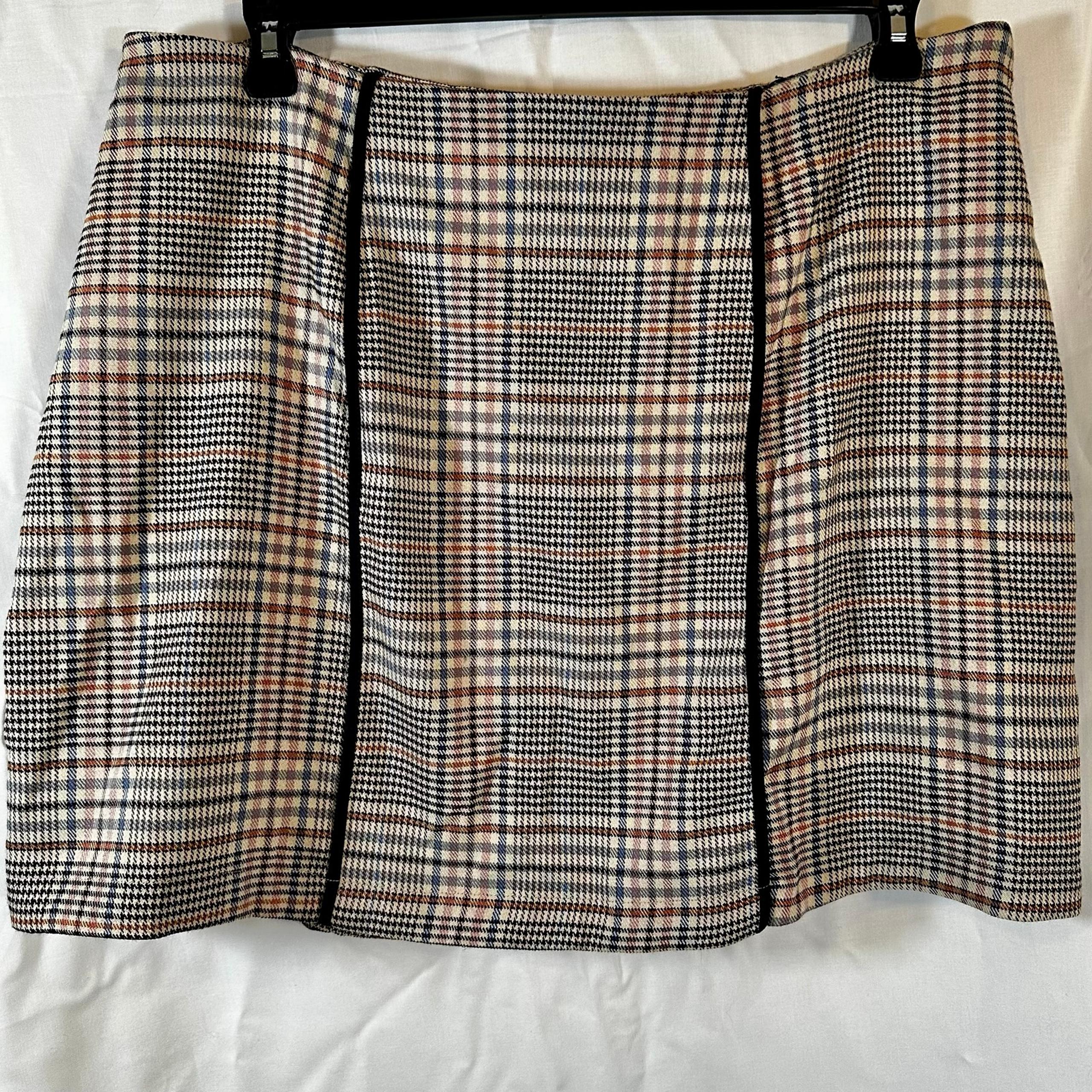 New ModCloth plaid A-line high waisted mini skirt womens 16 vintage inspired