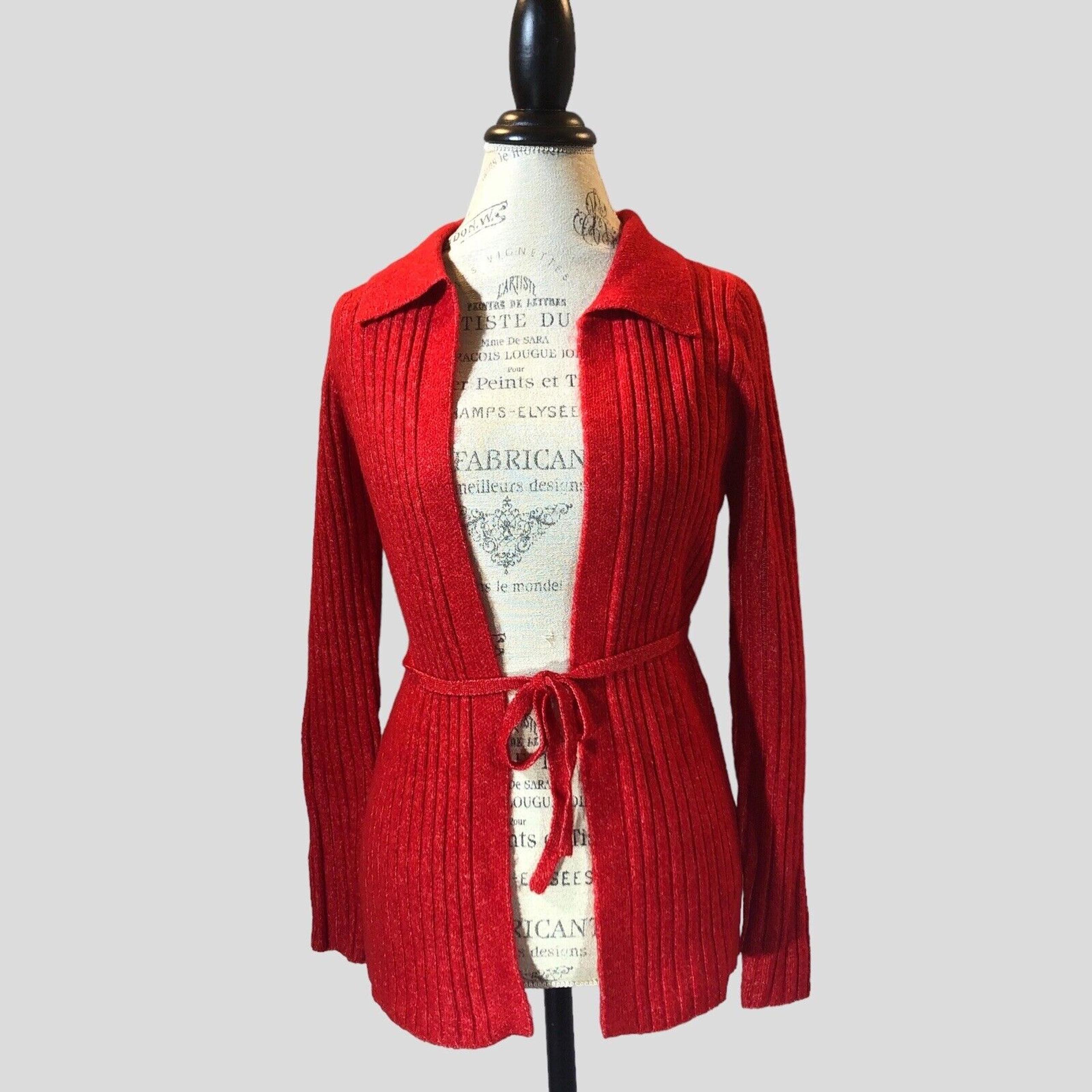 ASOS Design Cardigan Womens 8 Sweater Open Front Belted Rib Knit Casual Office