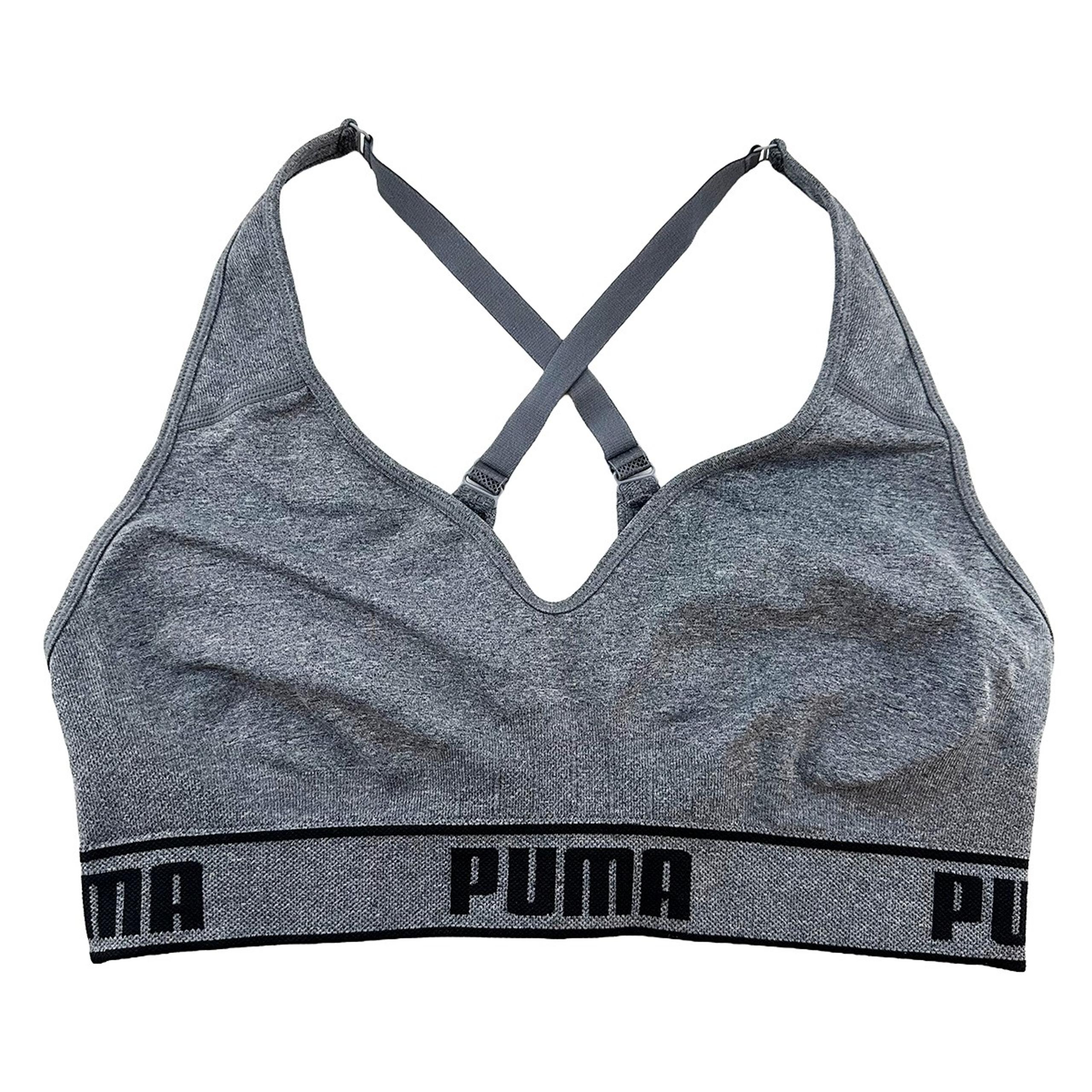 PUMA Sports Bra • Women's Large • gray, black • adjustable straps