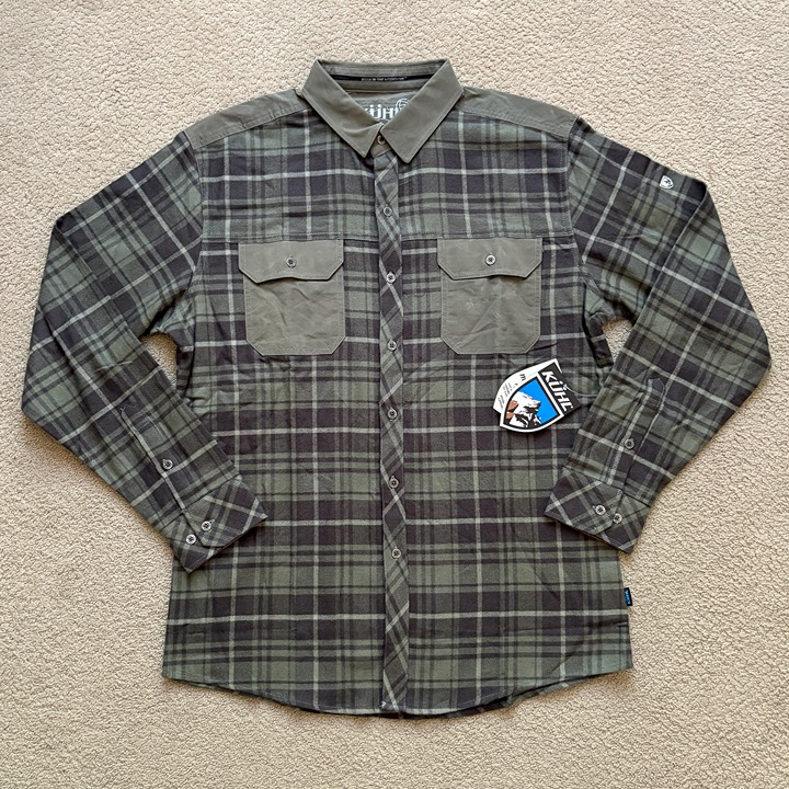 KUHL Diskord Long Sleeve Shirt Medium Wool Blend Waxed Dusty Pine Green NWT