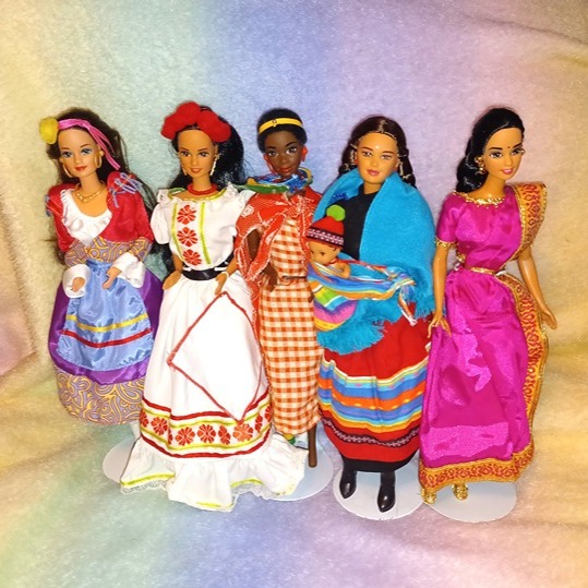 Barbie DOTW 5 doll lot: Italian, Fantastica, Kenyan, Peruvian & Indian