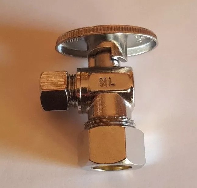 100) 5/8" OD X 3/8" OD 1/4 TURN COMPRESSION ANGLE STOP VALVE FULL PORT