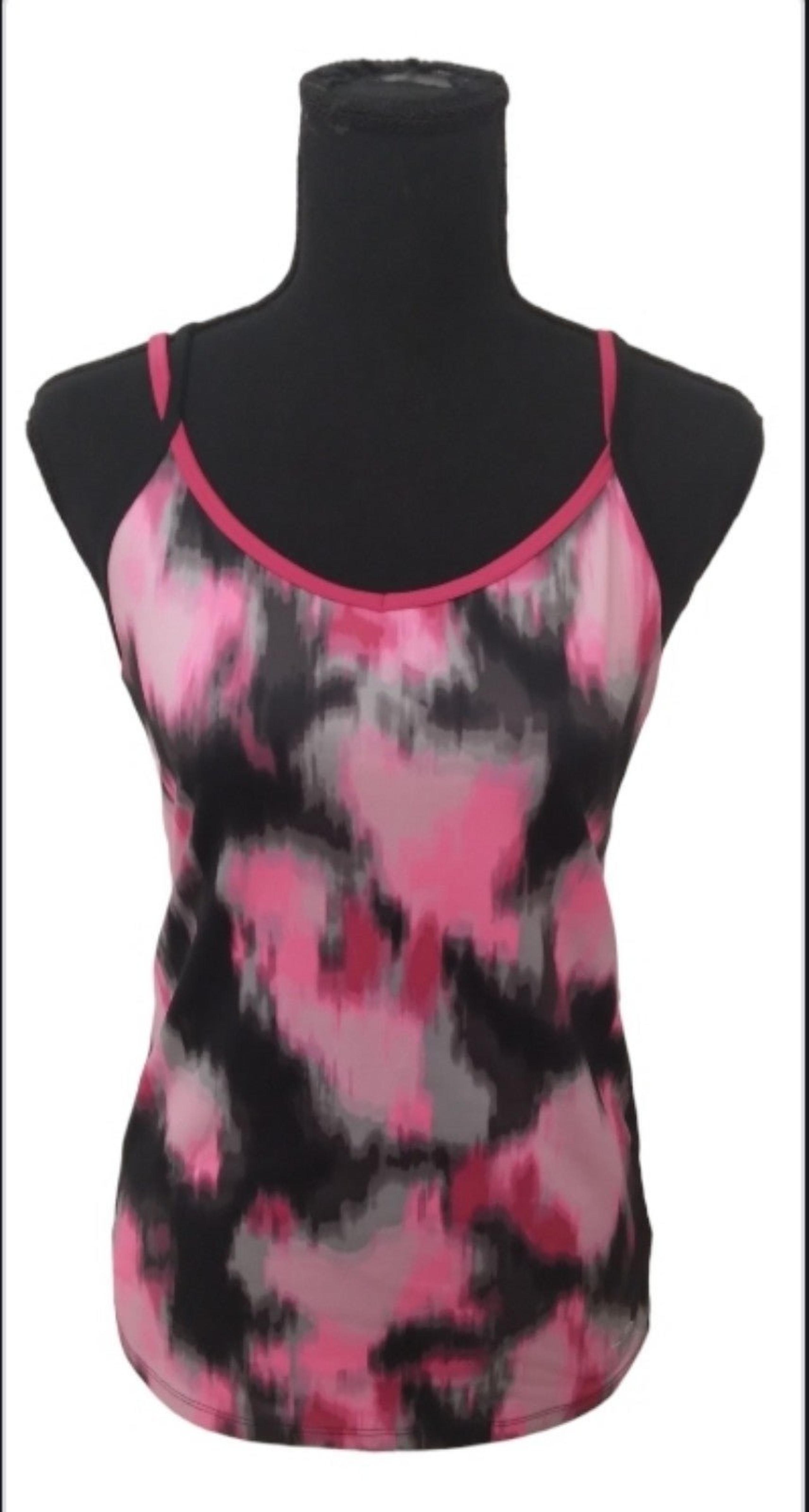Champion Athletic Tank Built in Bra Top Pink Watercolor Womens Size Medium