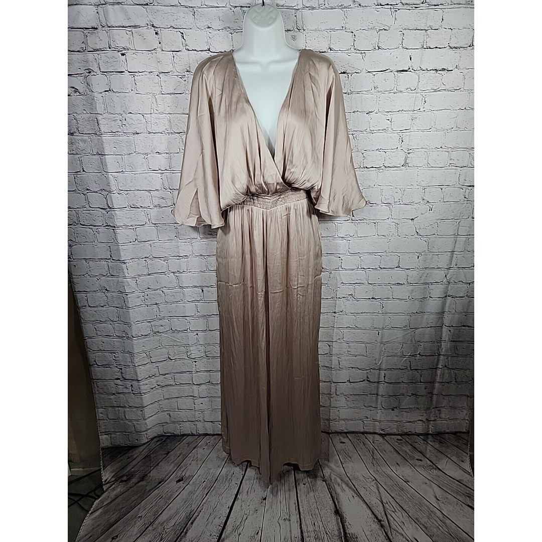 Wishlist Apparel Satin Beige Romper Womens Size Med