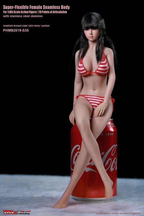 PHICEN S35 1/6 Scale Female Asian GIRL Head + SUNTAN Seamless Body M Bust Figure