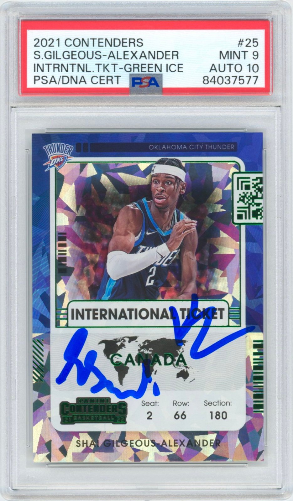 Shai Gilgeous-Alexander 2021 Signed Contenders #25 Cracked Ice PSA 9 Auto 10