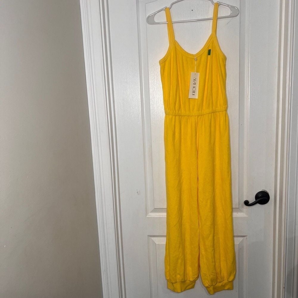 Suzie Kondi Women's Tank Jumpsuit Terry Vibrant Yellow Sleeveless Size XS NWT