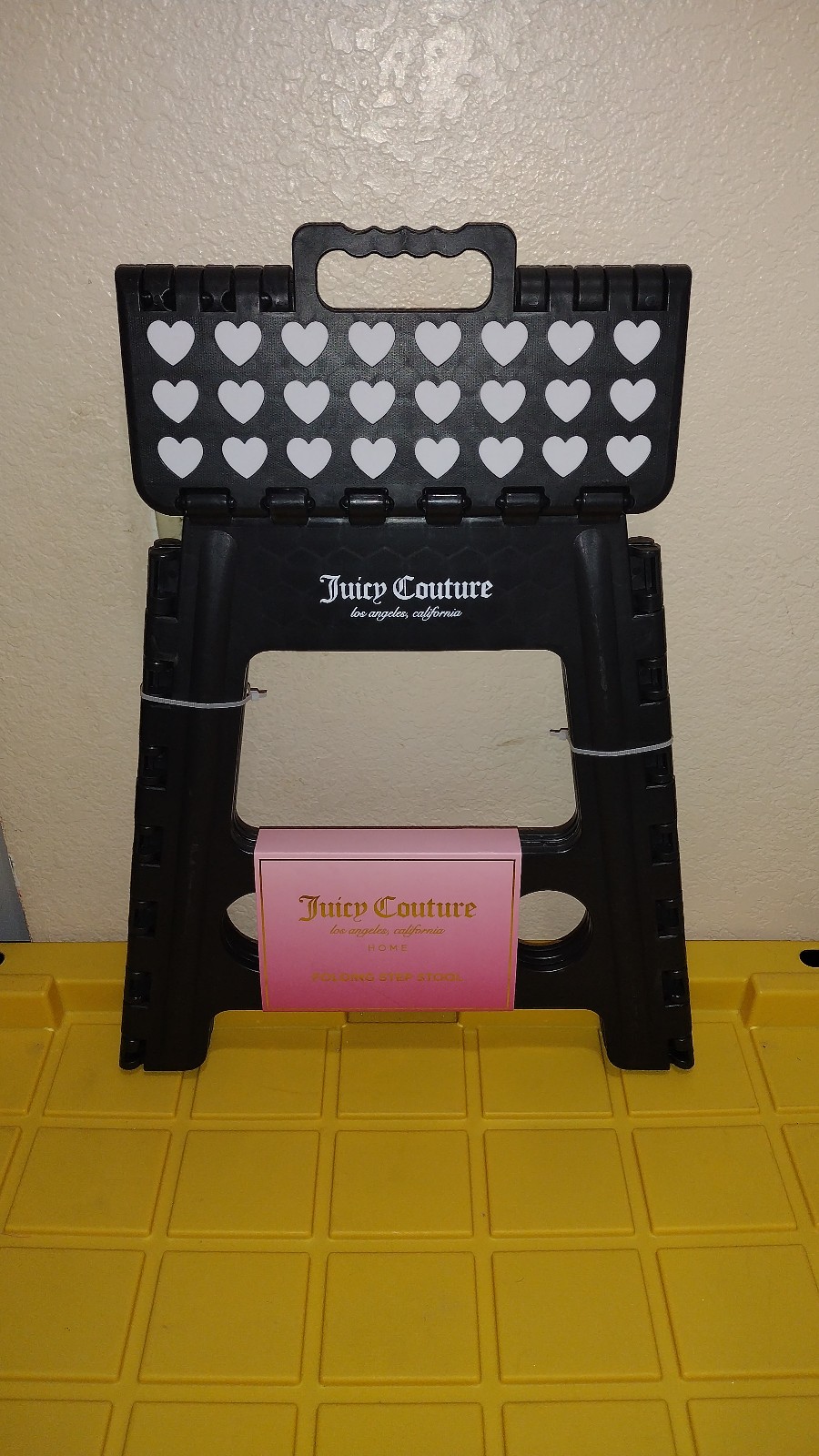 JUICY COUTURE FOLDING STEP STOOL JUICY COUTURE STOOL BLACK BIG JC STEP STOOL