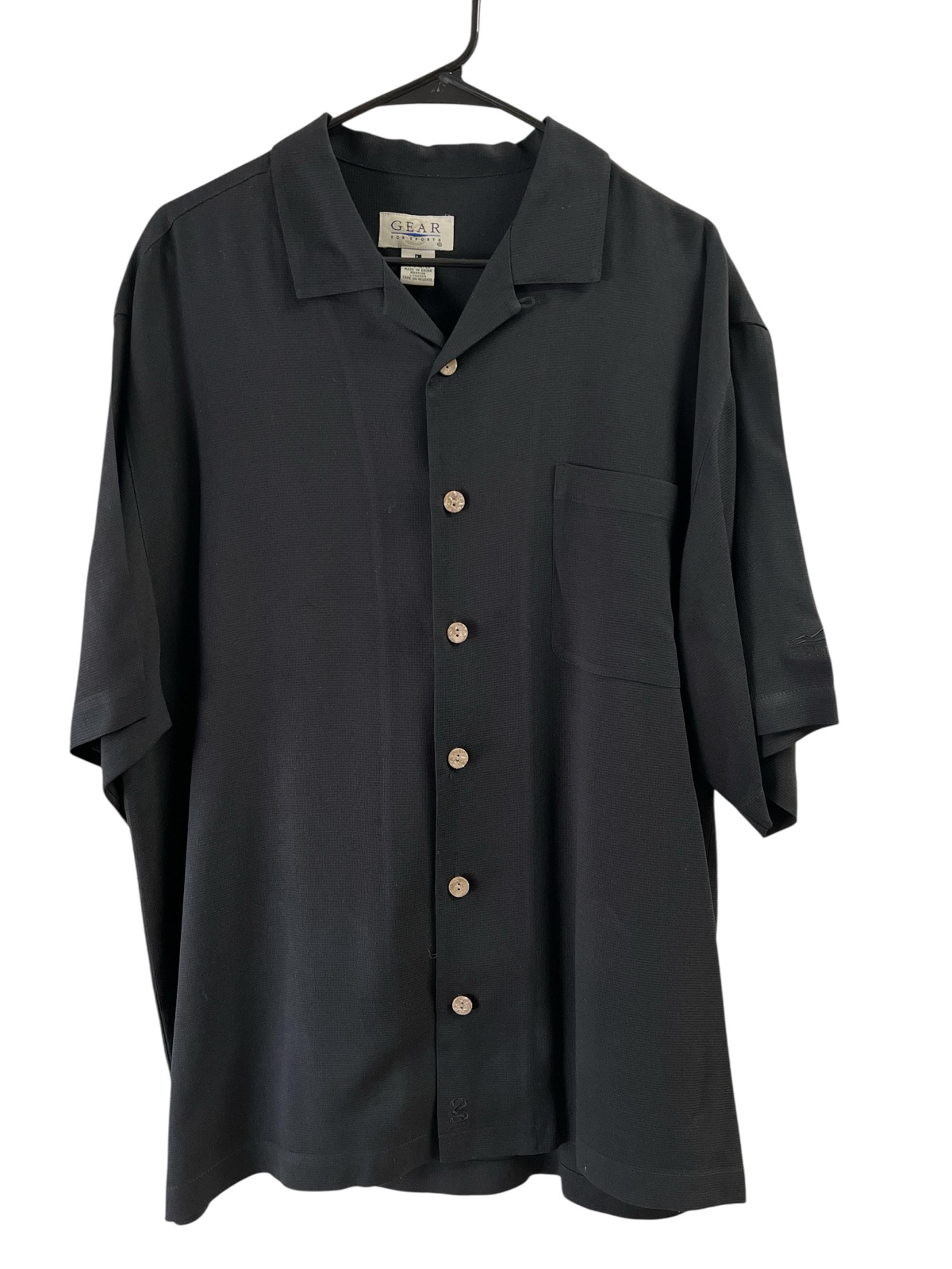 Black gear for sport short sleeve button down silk shirt