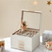Jewelry Box with Glass Lid, 4-Layer Jewelry Organizer