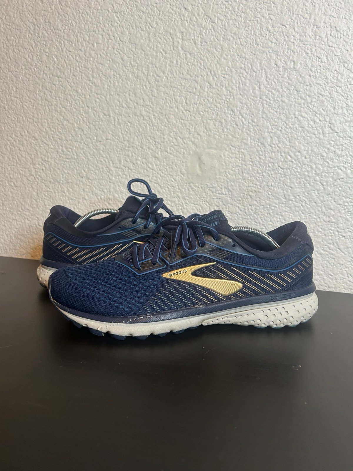 Brooks Ghost 12 Running Shoes Mens Sz 8.5 1103161D489 Gym Training Blue Gold