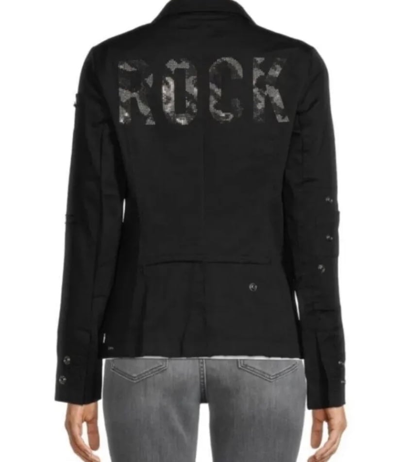 Zadig & Voltaire Virginia Strass “ROCK” Jacket in Camo Sequin Medium NWT 578