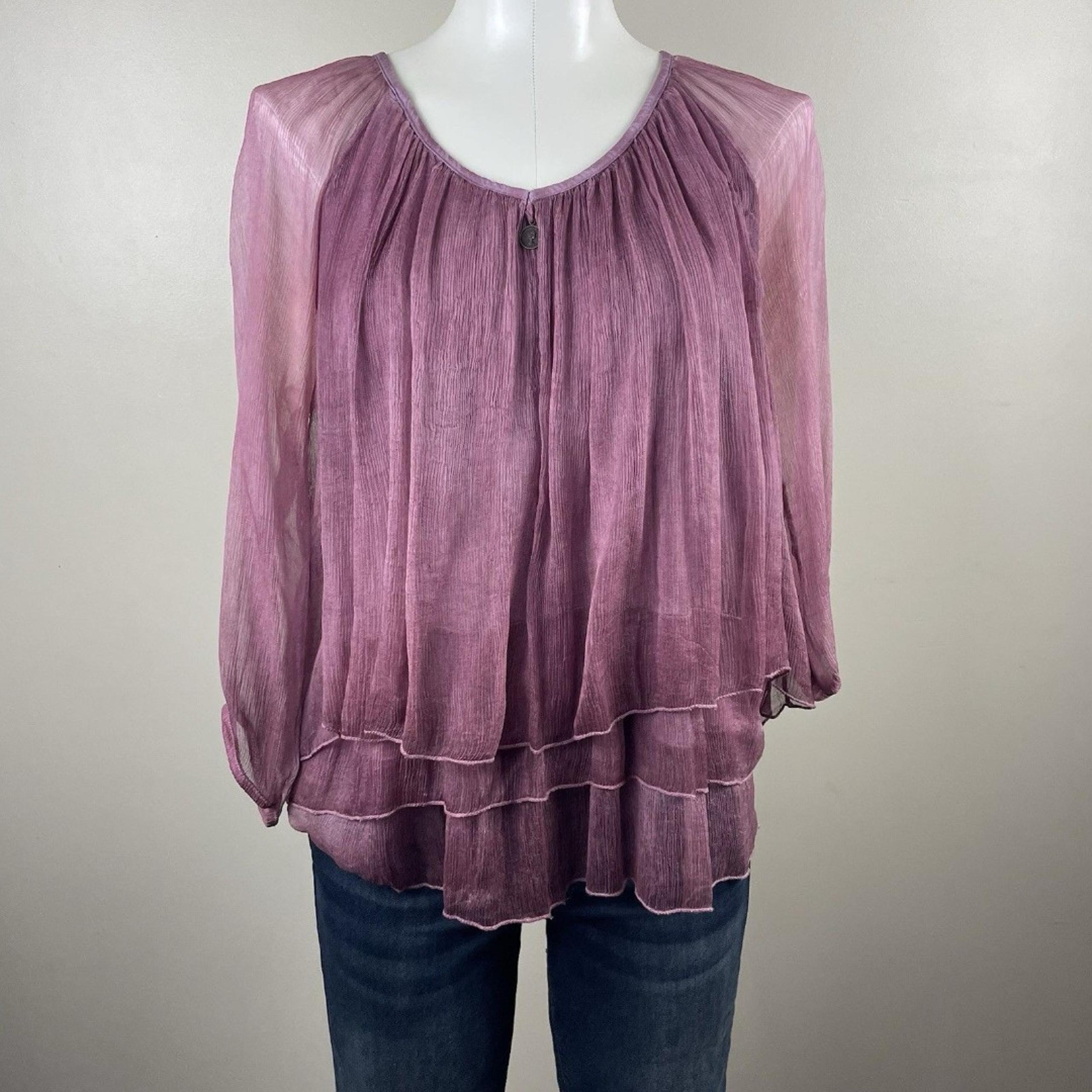 saks fifth avenue M Purple Bohemian Silk Layered Blouse Queen Elizabeth Coin