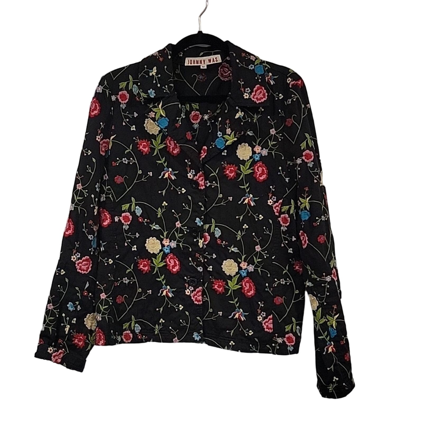 Johnny Was Embroidered Cropped Blazer, M